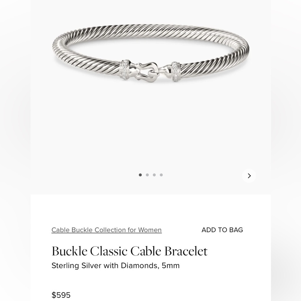 David yurman classic cable buckle Diamond bracelet size Large
